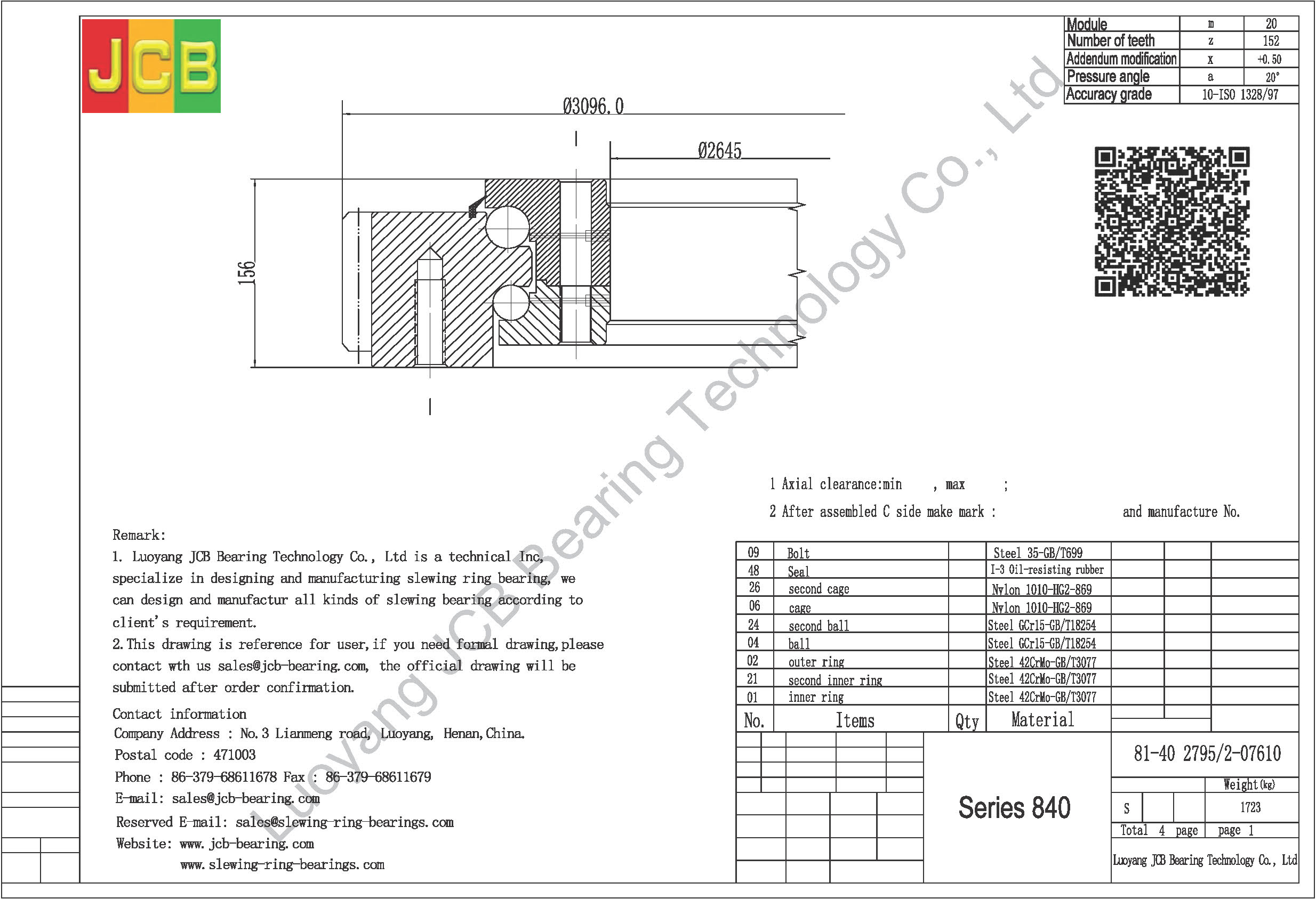 81-40 2795/2-07610 SLEWING BEARING