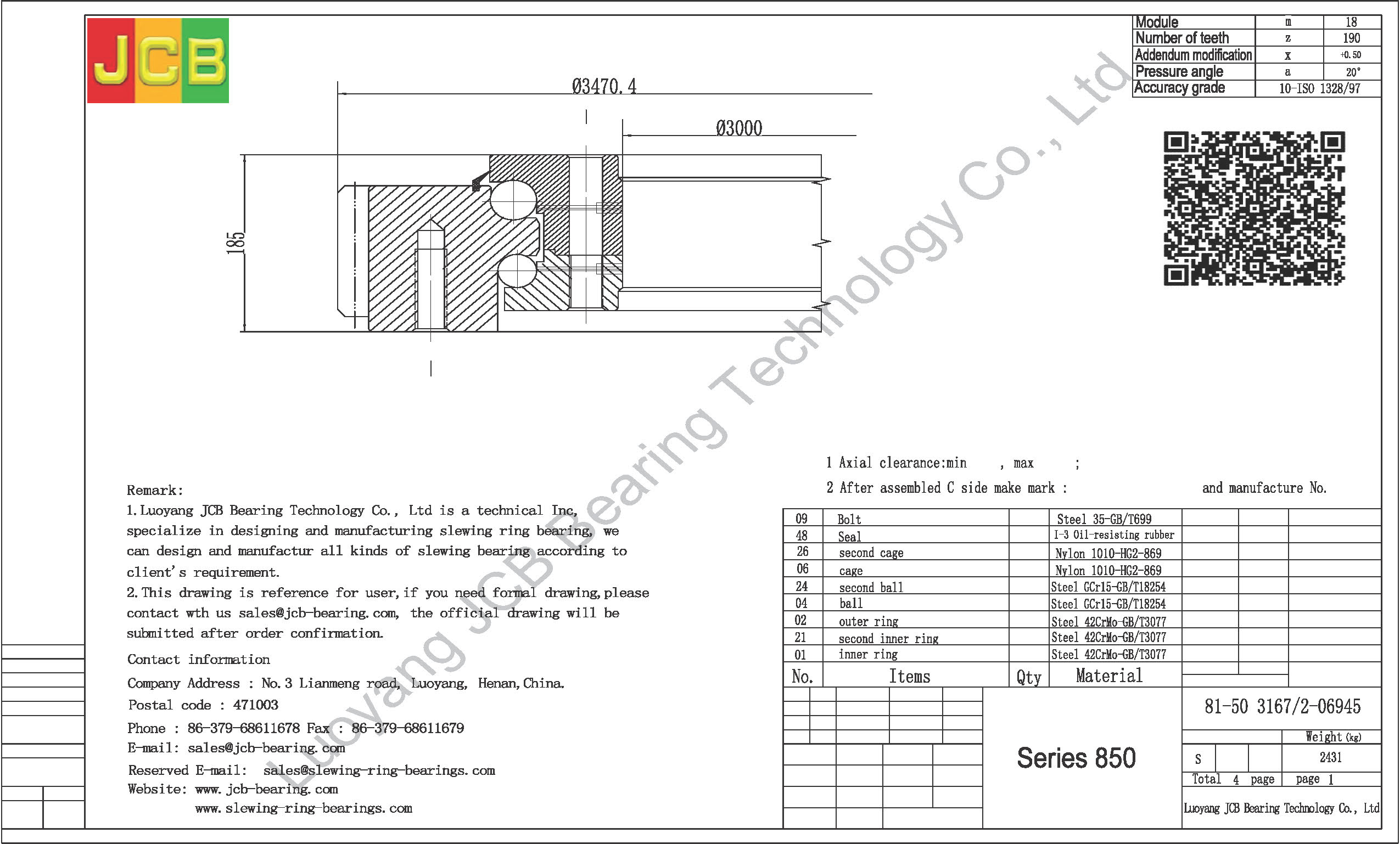 81-50 3167/2-06945 SLEWING BEARING
