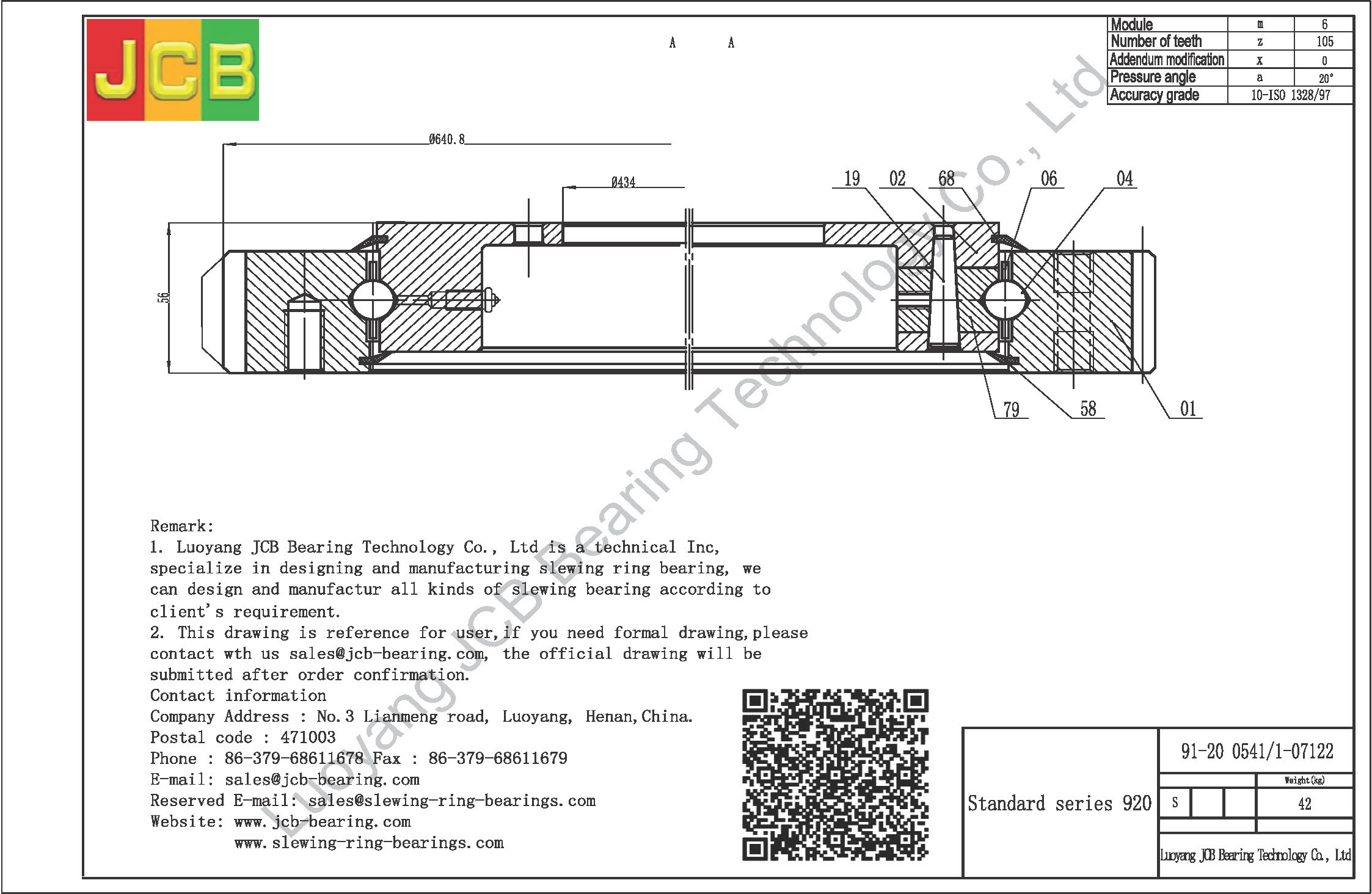 91-20 0541/1-07122 SLEWING BEARING