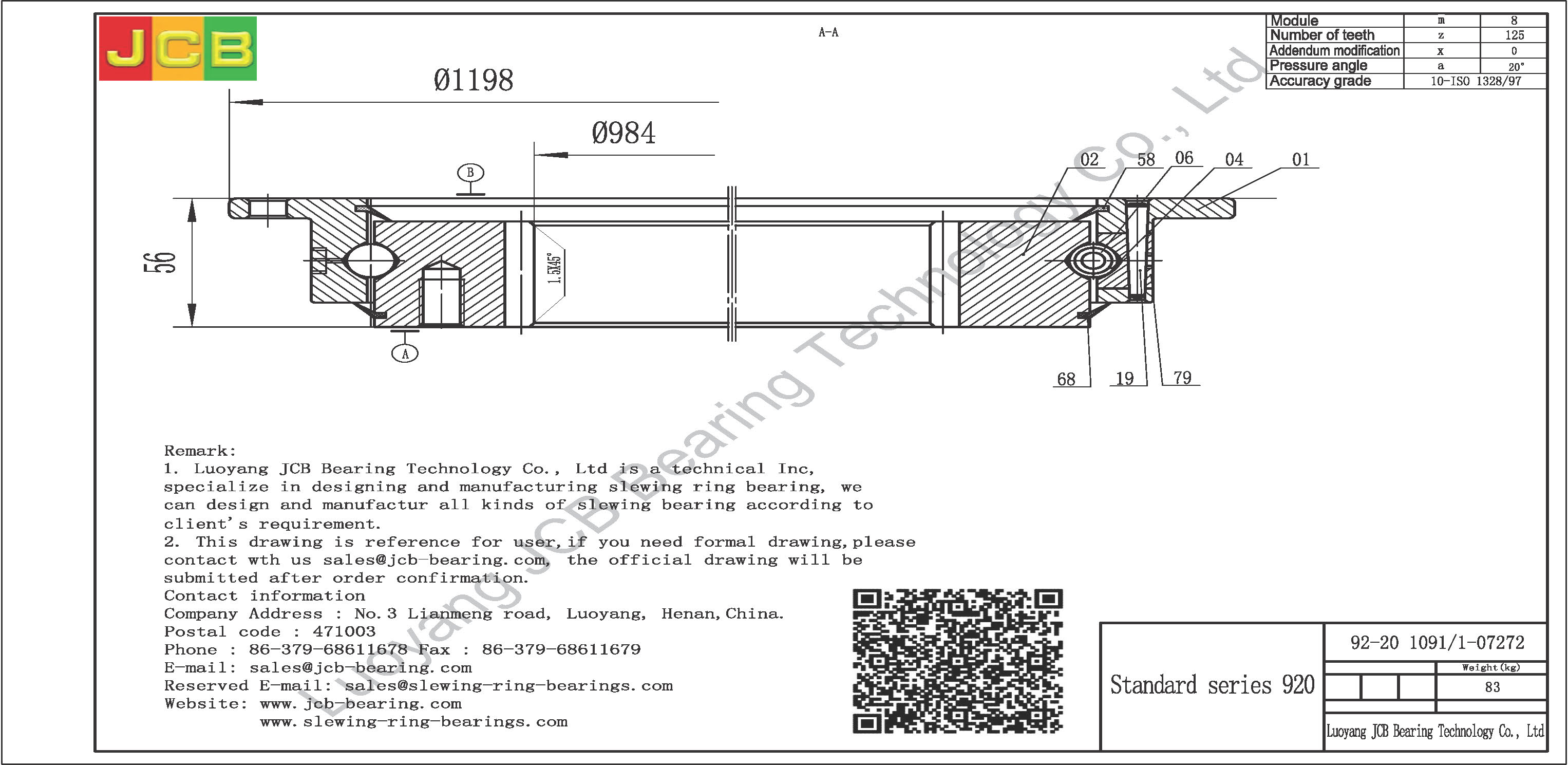 92-20 1091/1-07272 SLEWING BEARING