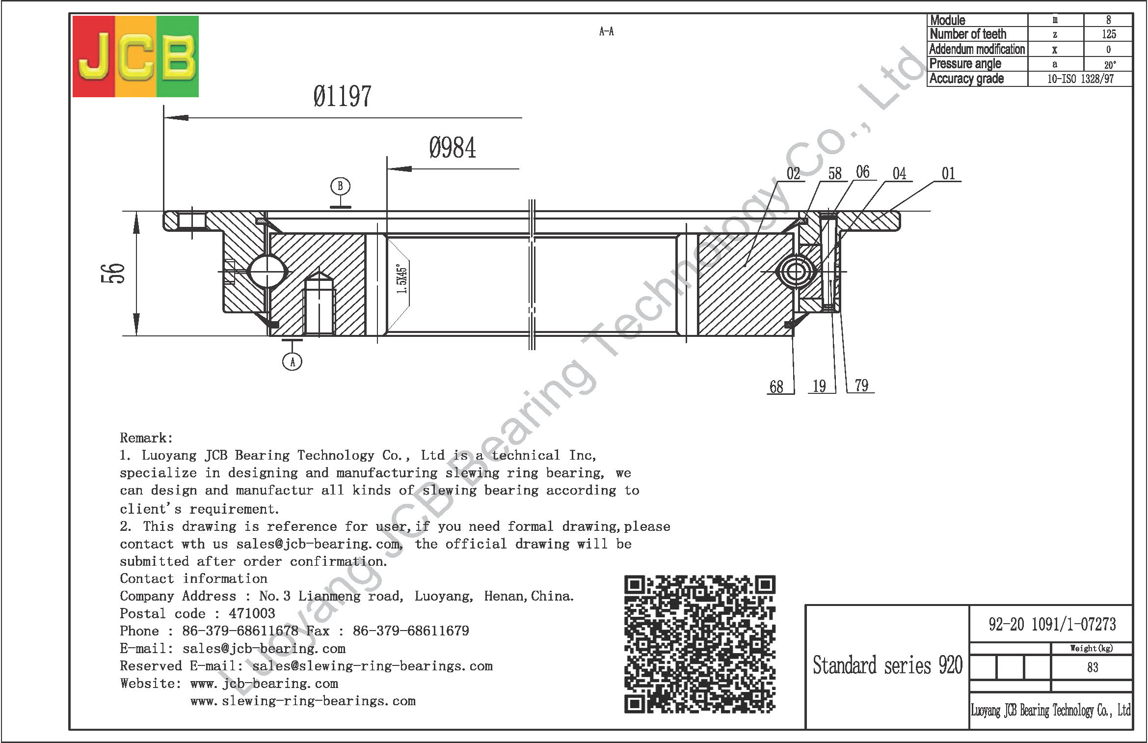92-20 1091/1-07273 SLEWING BEARING