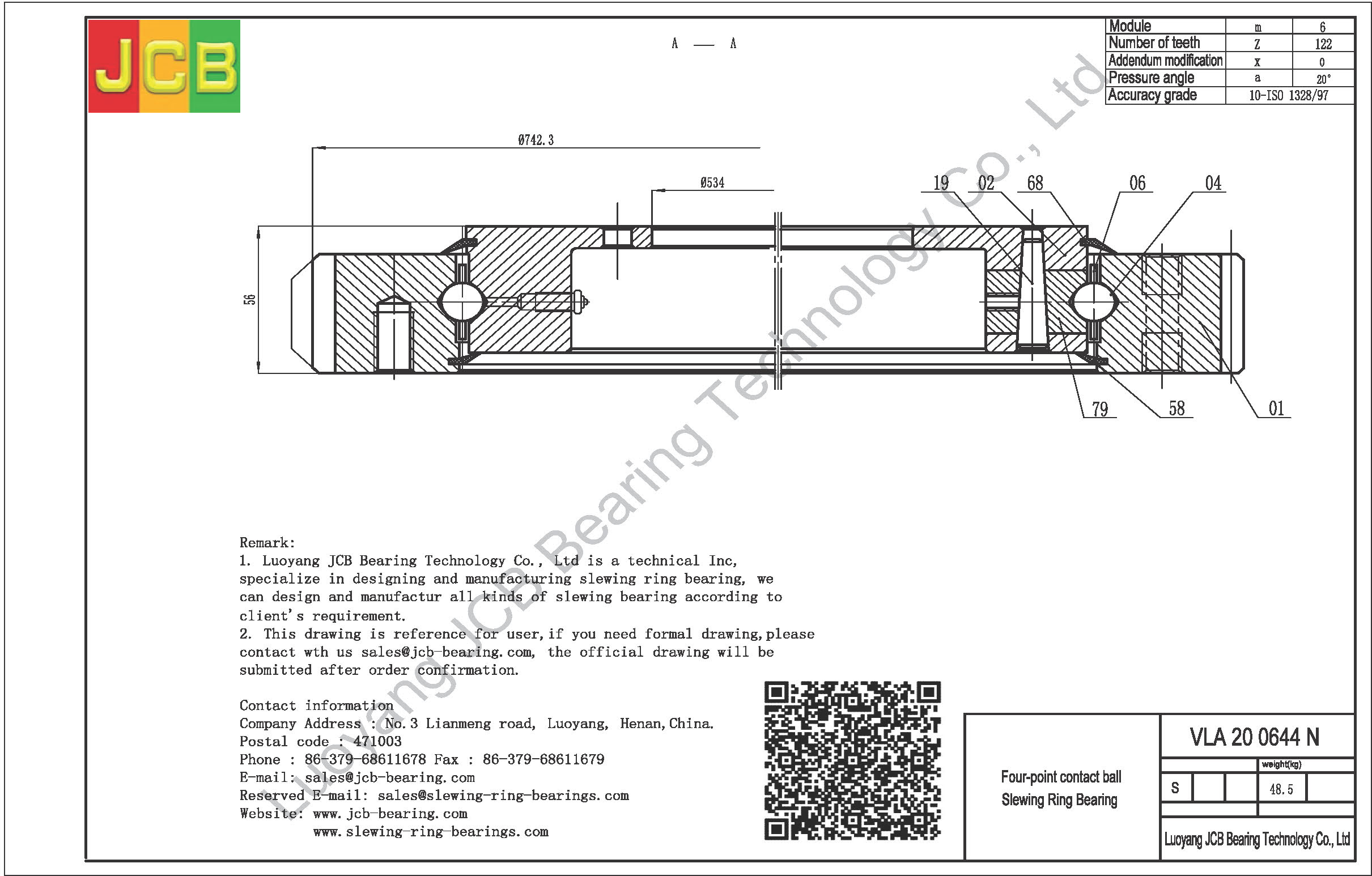 VLA 20 0644 N SLEWING BEARING