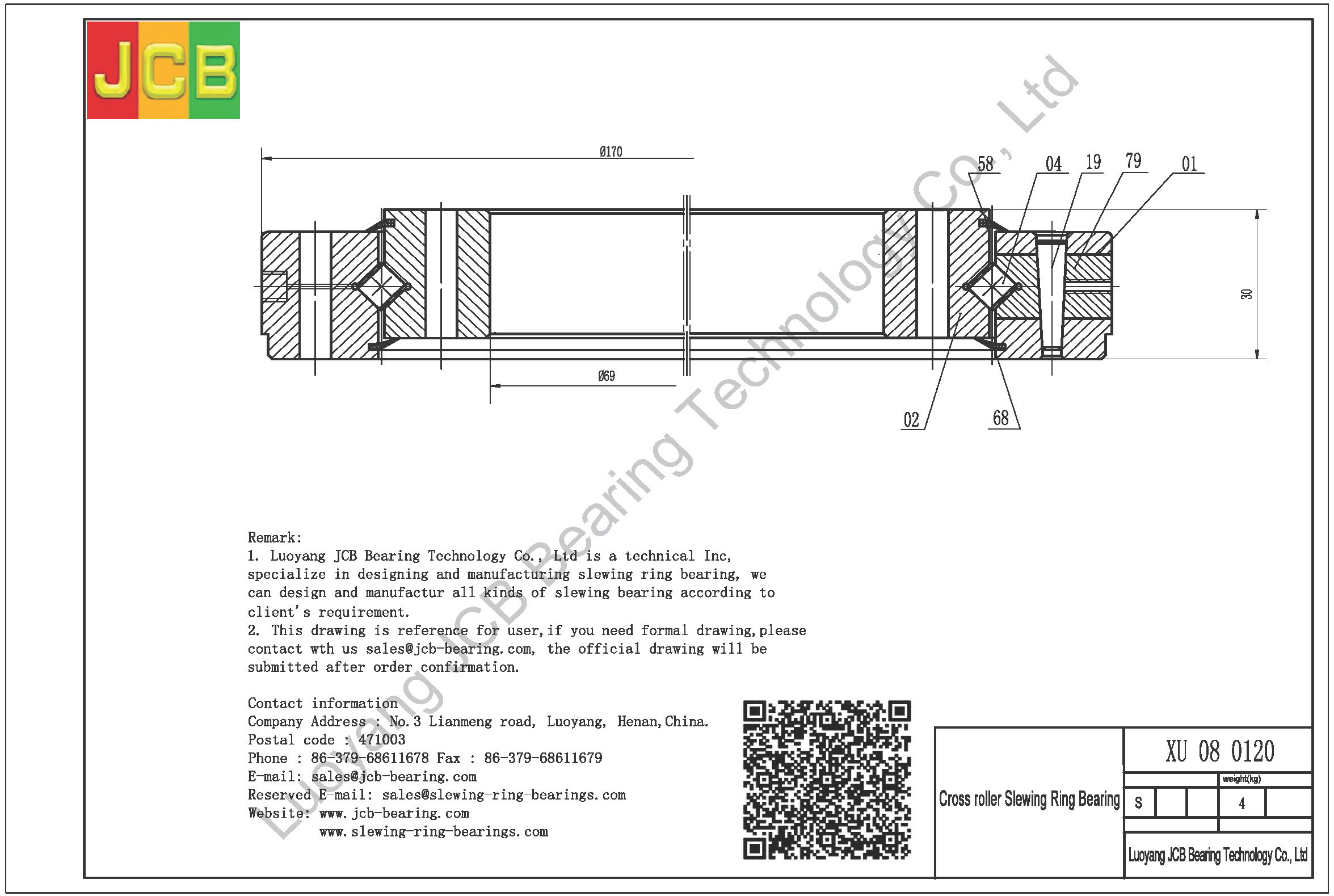 XU 08 0120 SLEWING BEARING