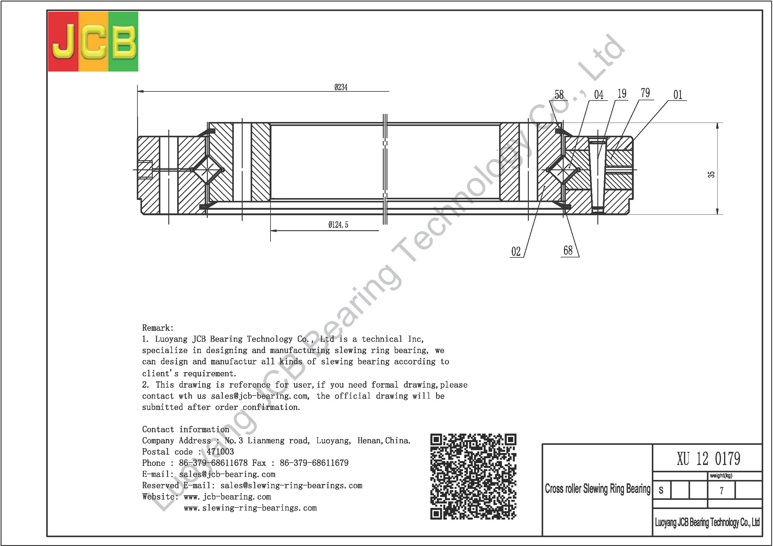 XU 12 0179 SLEWING BEARING