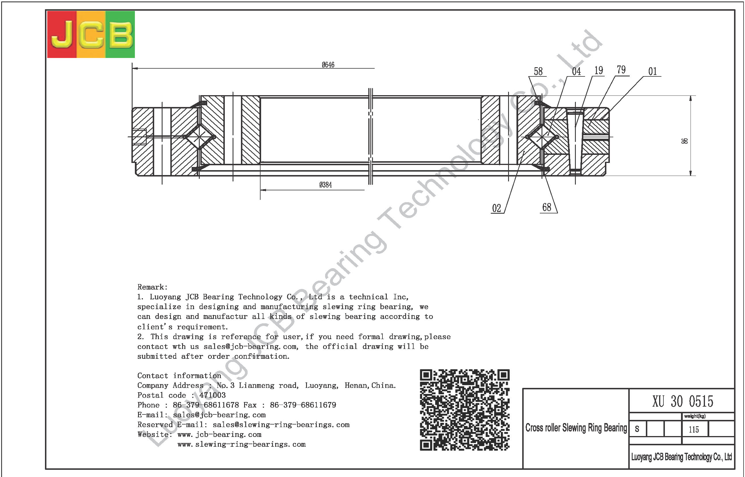 XU 30 0515 SLEWING BEARING