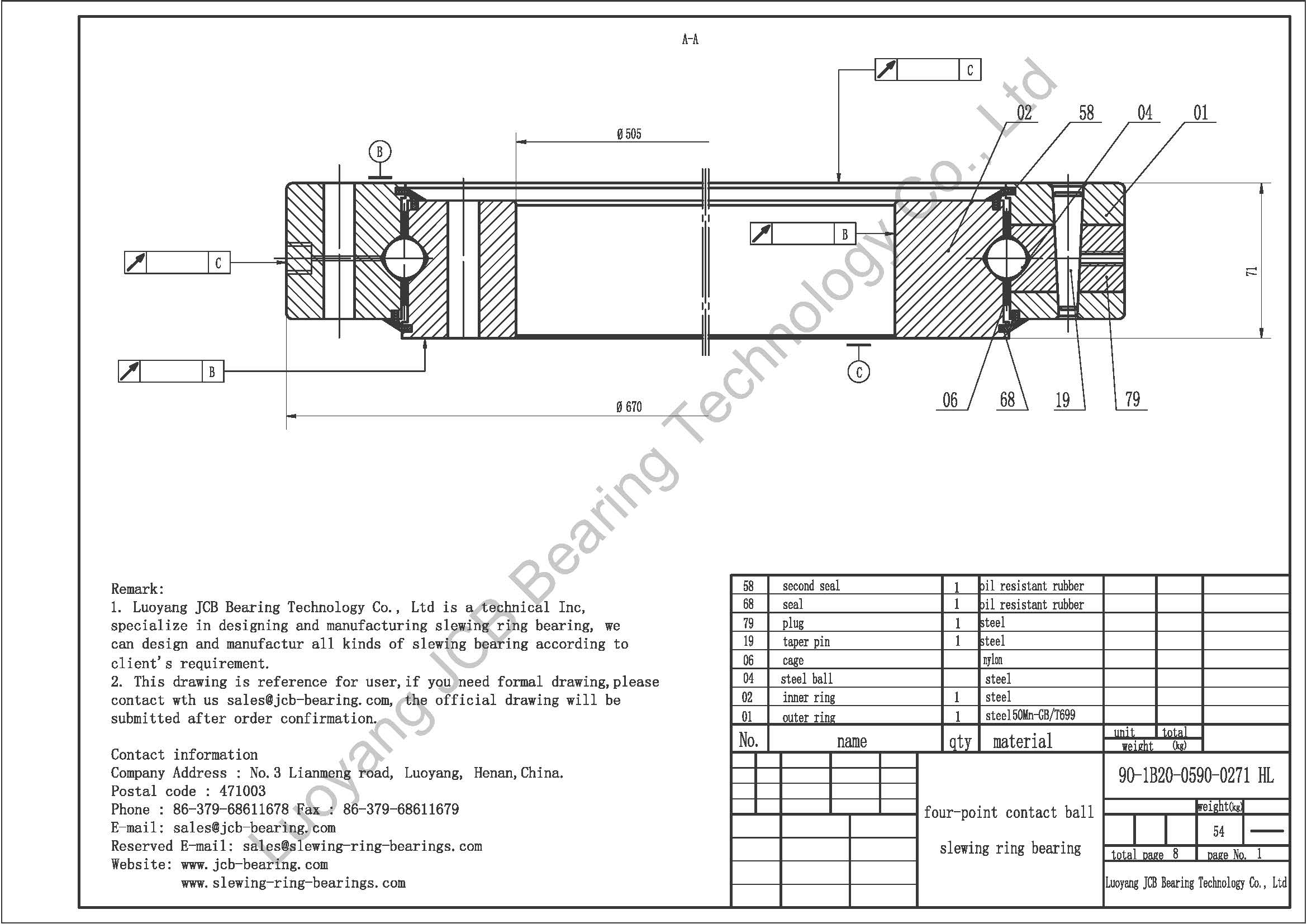9O-1B20-0590-0271 HL SLEWING BEARING