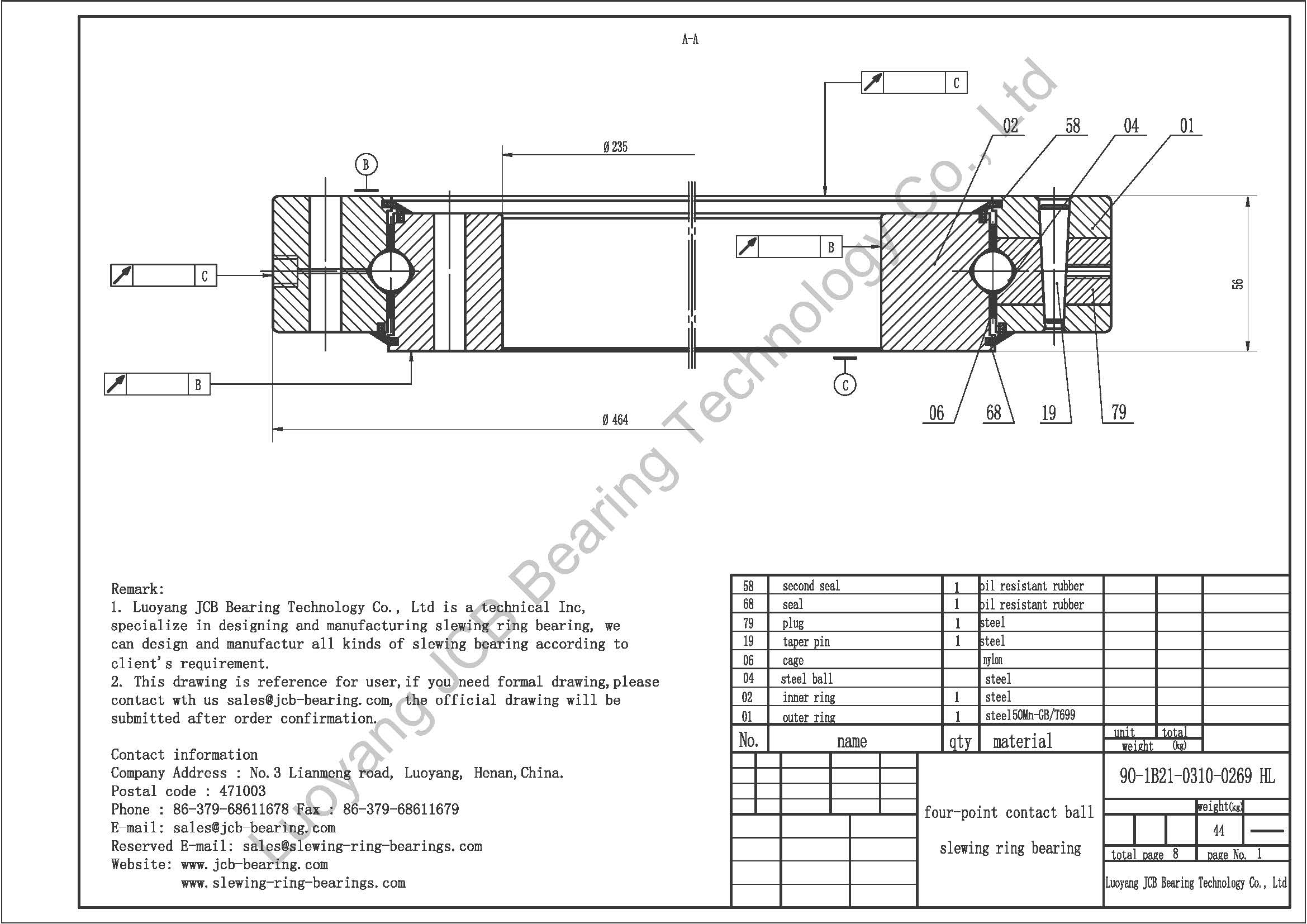 9O-1B21-0310-0269 HL SLEWING BEARING