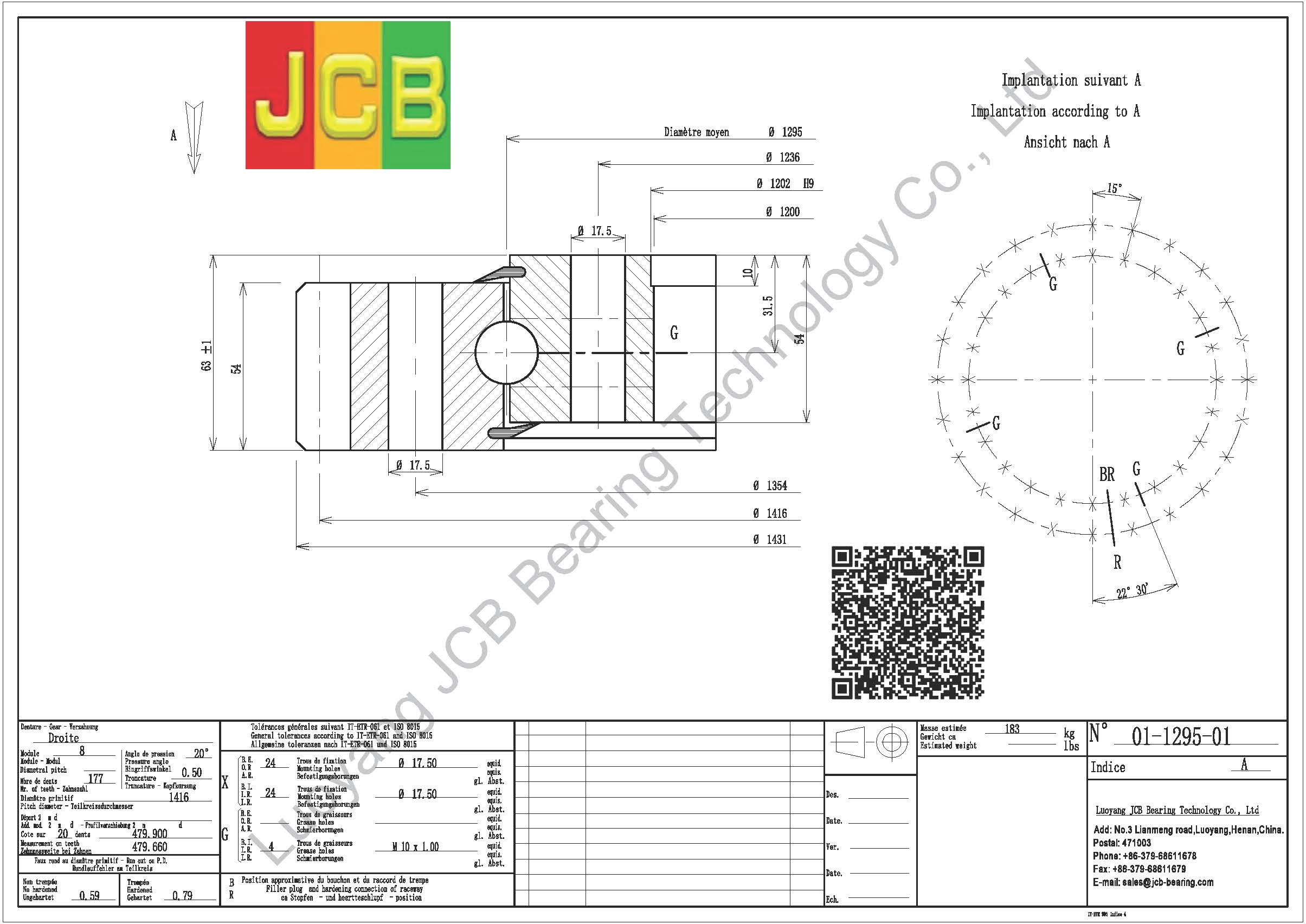01 1295 01 SLEWING BEARING