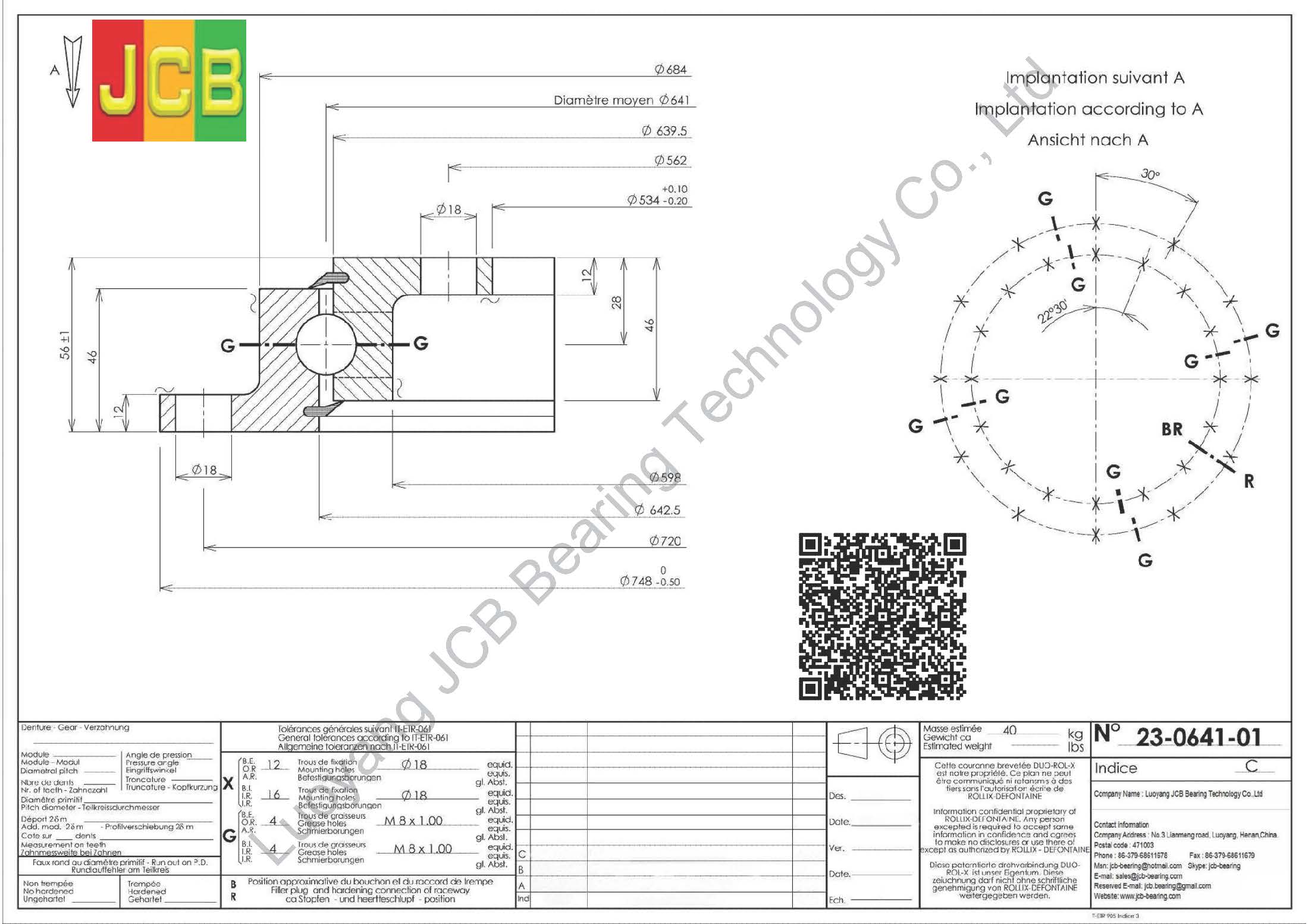 23 0641 01 SLEWING BEARING