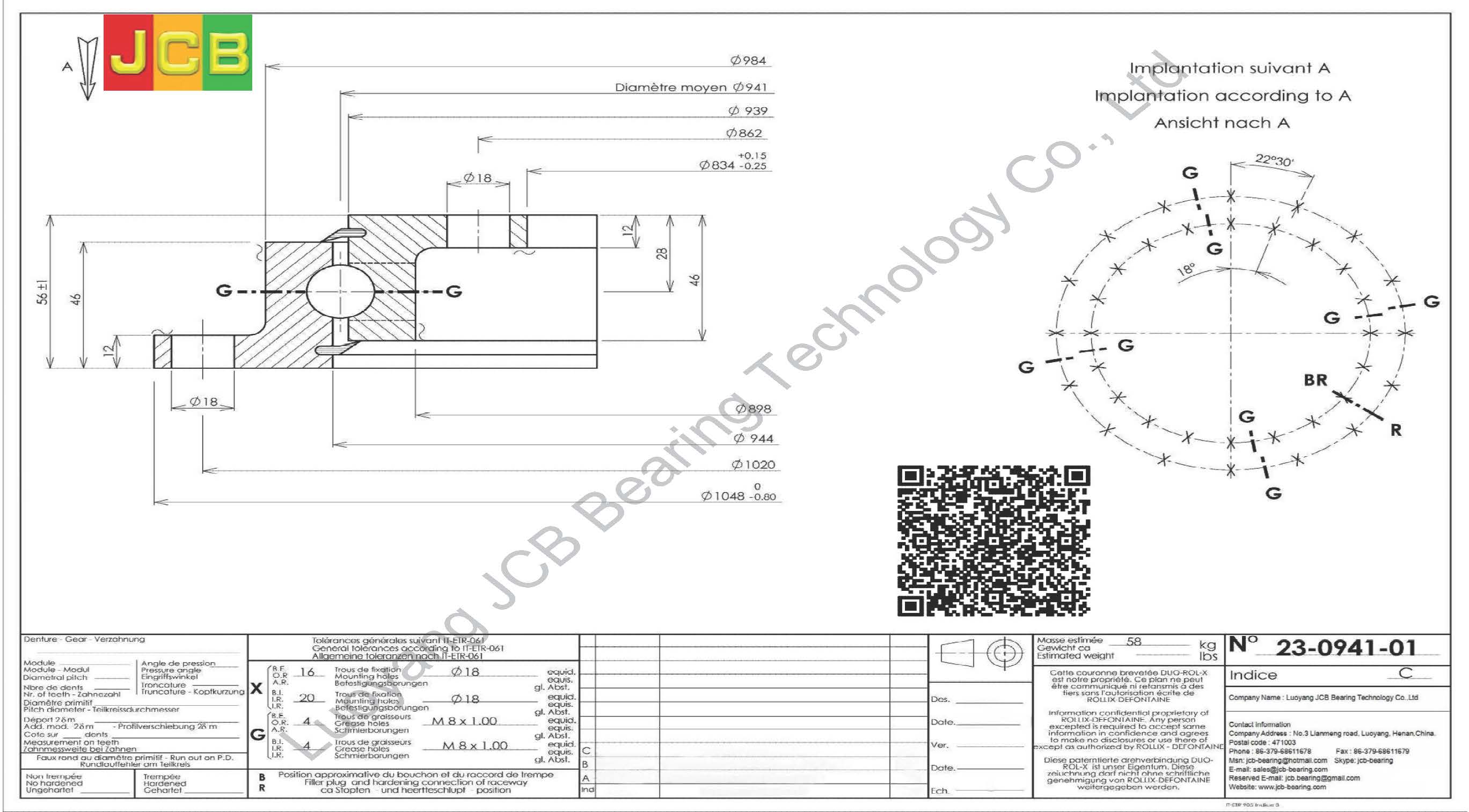 23 0941 01 SLEWING BEARING