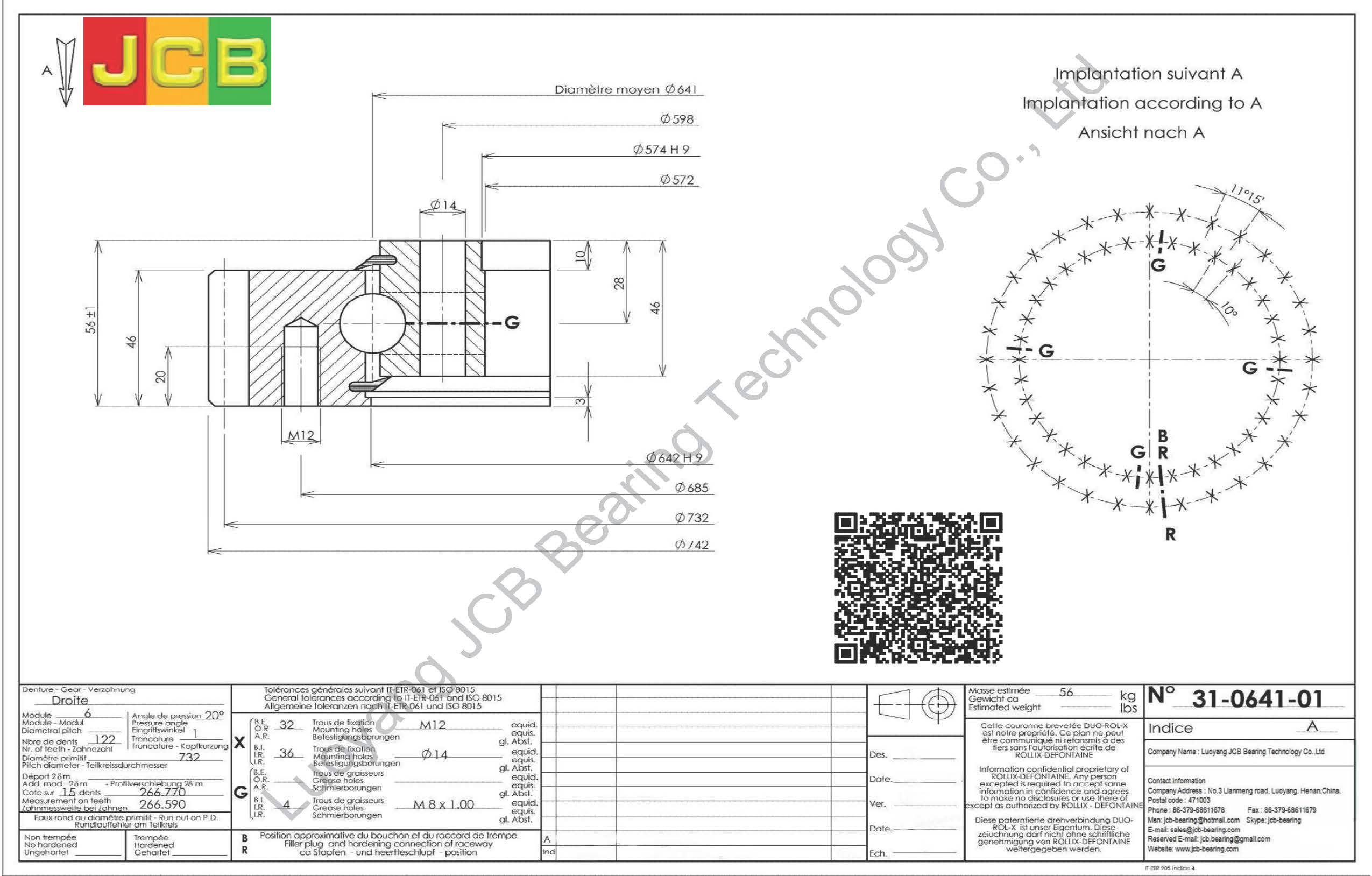 31 0641 01 SLEWING BEARING