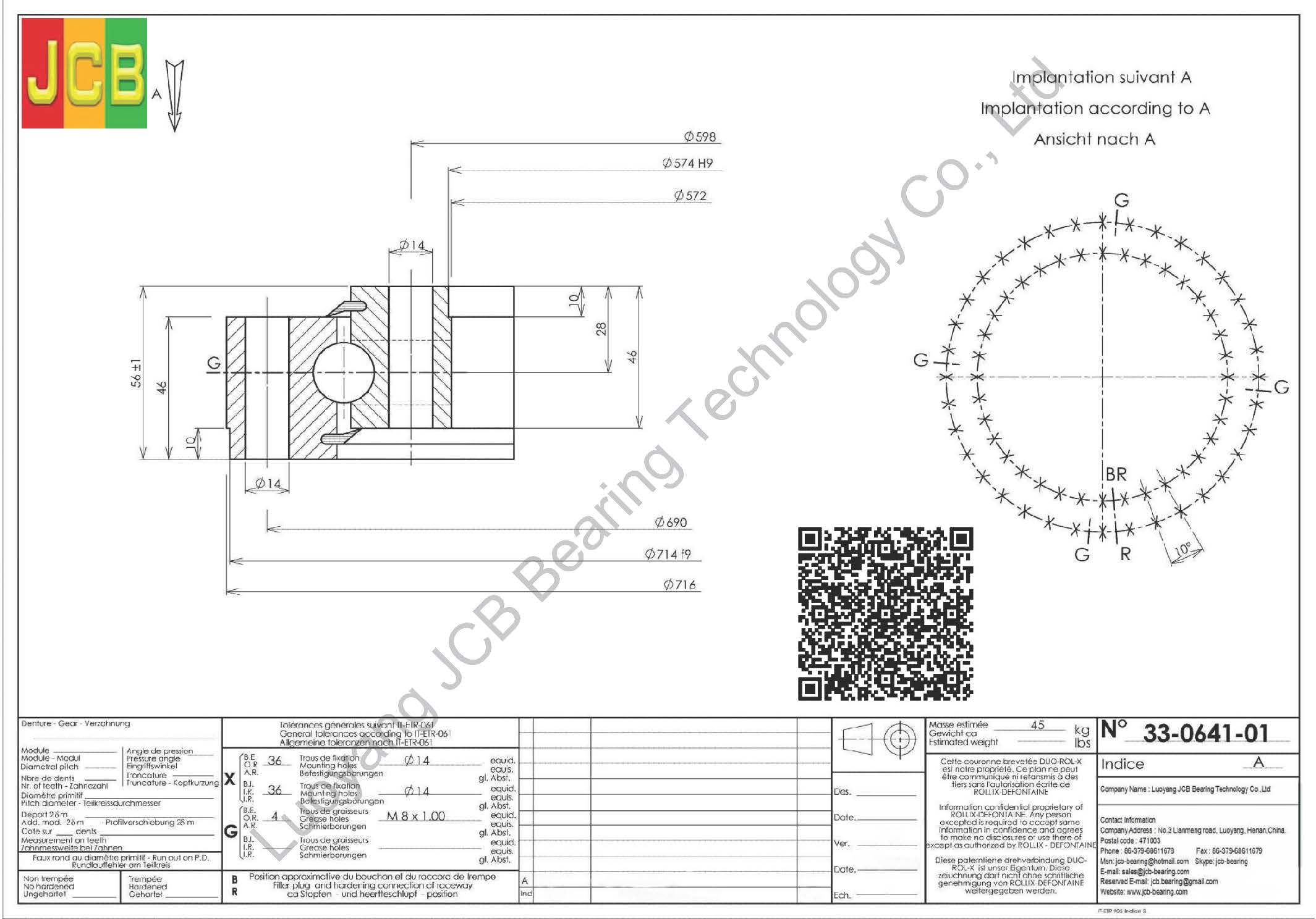 33 0641 01 SLEWING BEARING