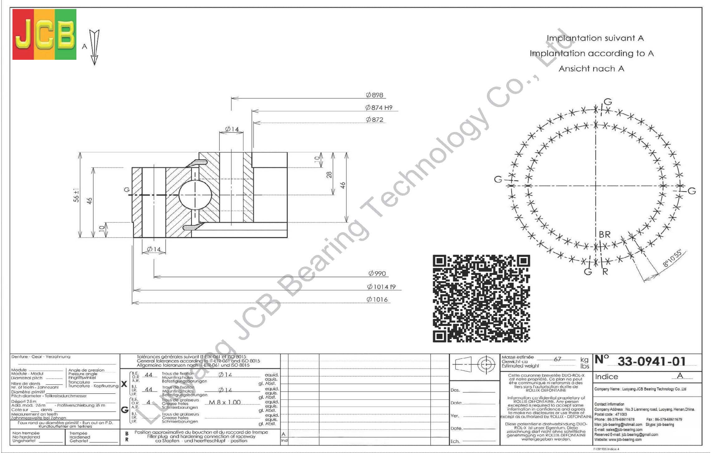 33 0941 01 SLEWING BEARING