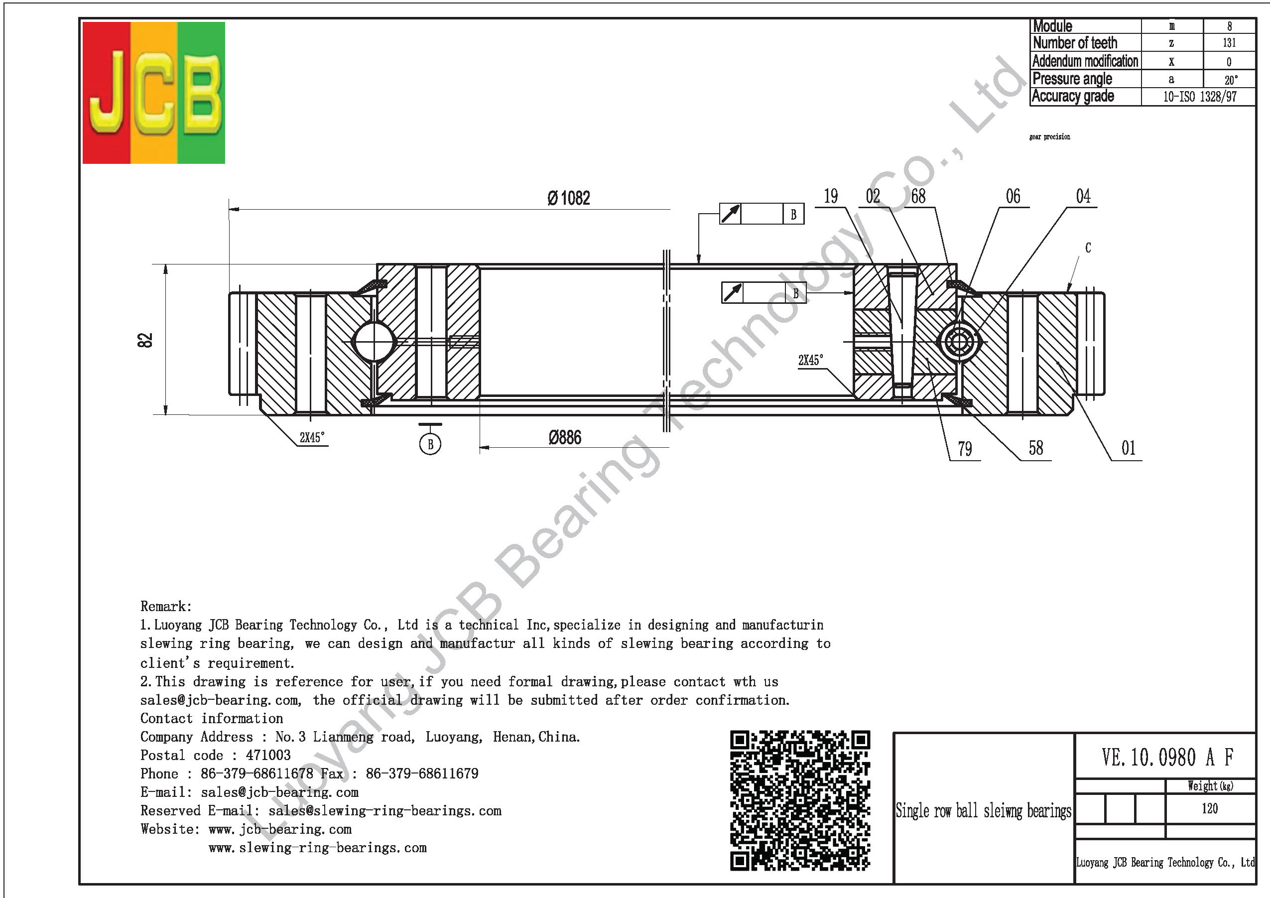 VE.10.0980 A F SLEWING BEARING