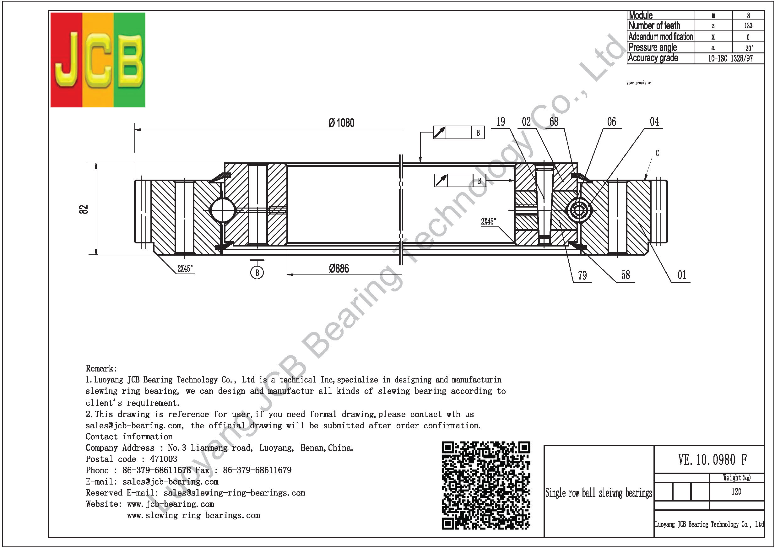 VE.10.0980 F SLEWING BEARING