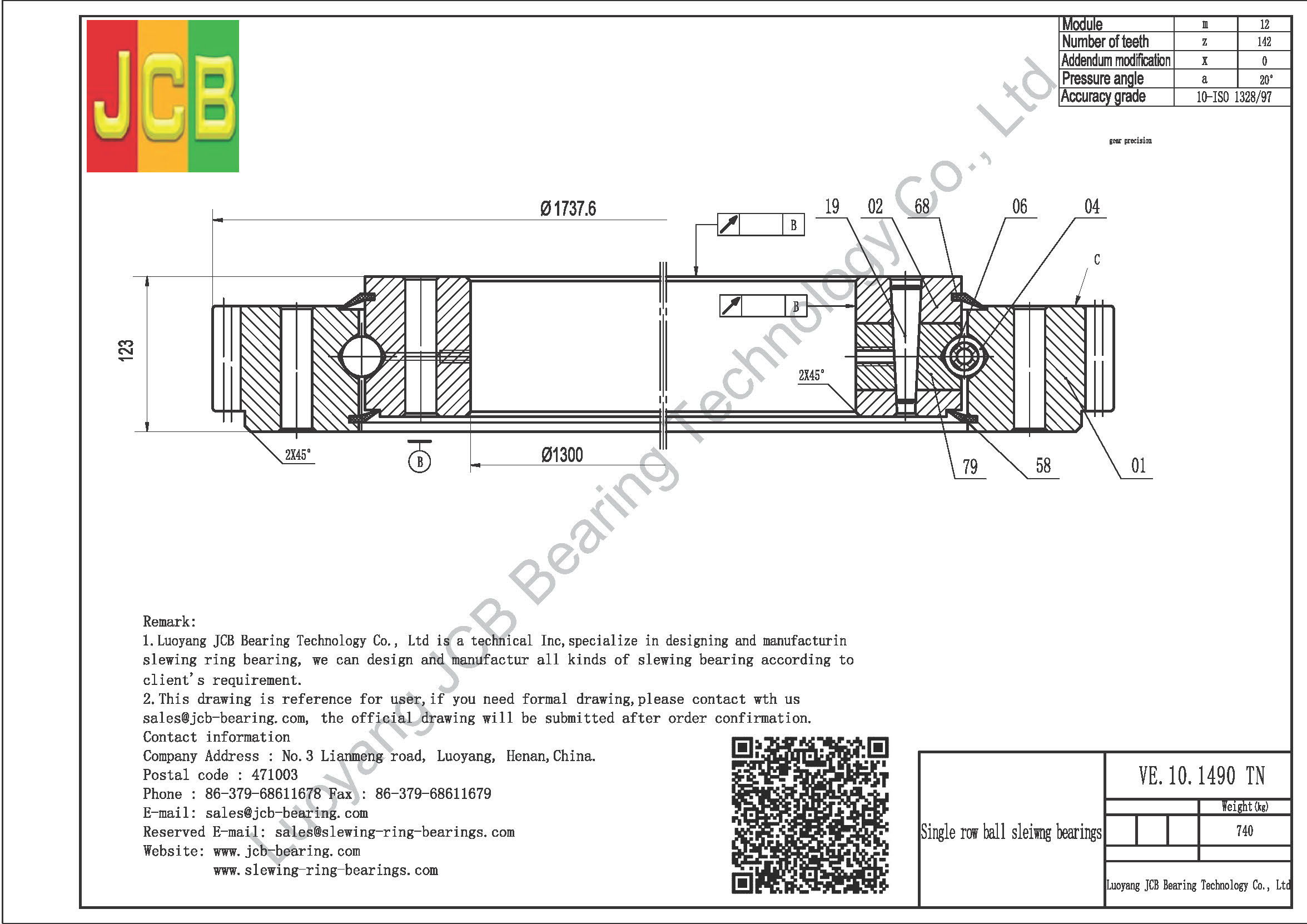 VE.10.1490 TN SLEWING BEARING