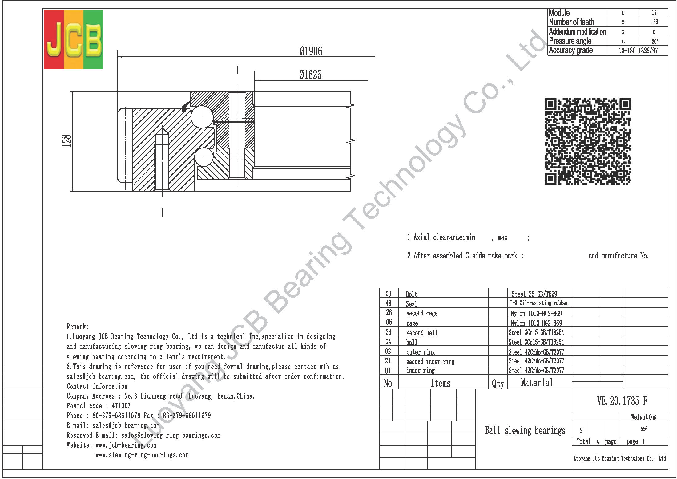 VE.20.1735 F SLEWING BEARING