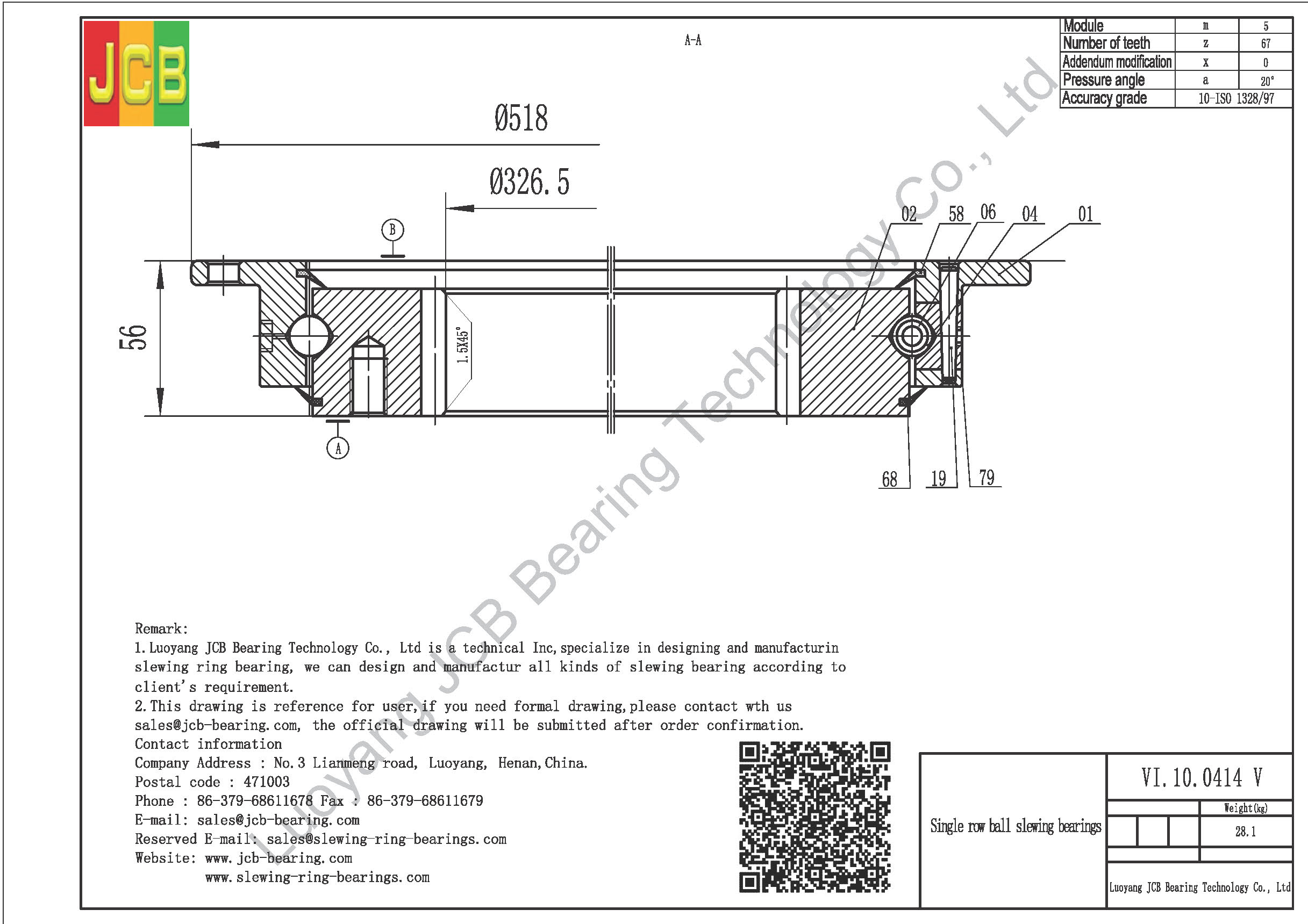 VI.10.0414 V SLEWING BEARING