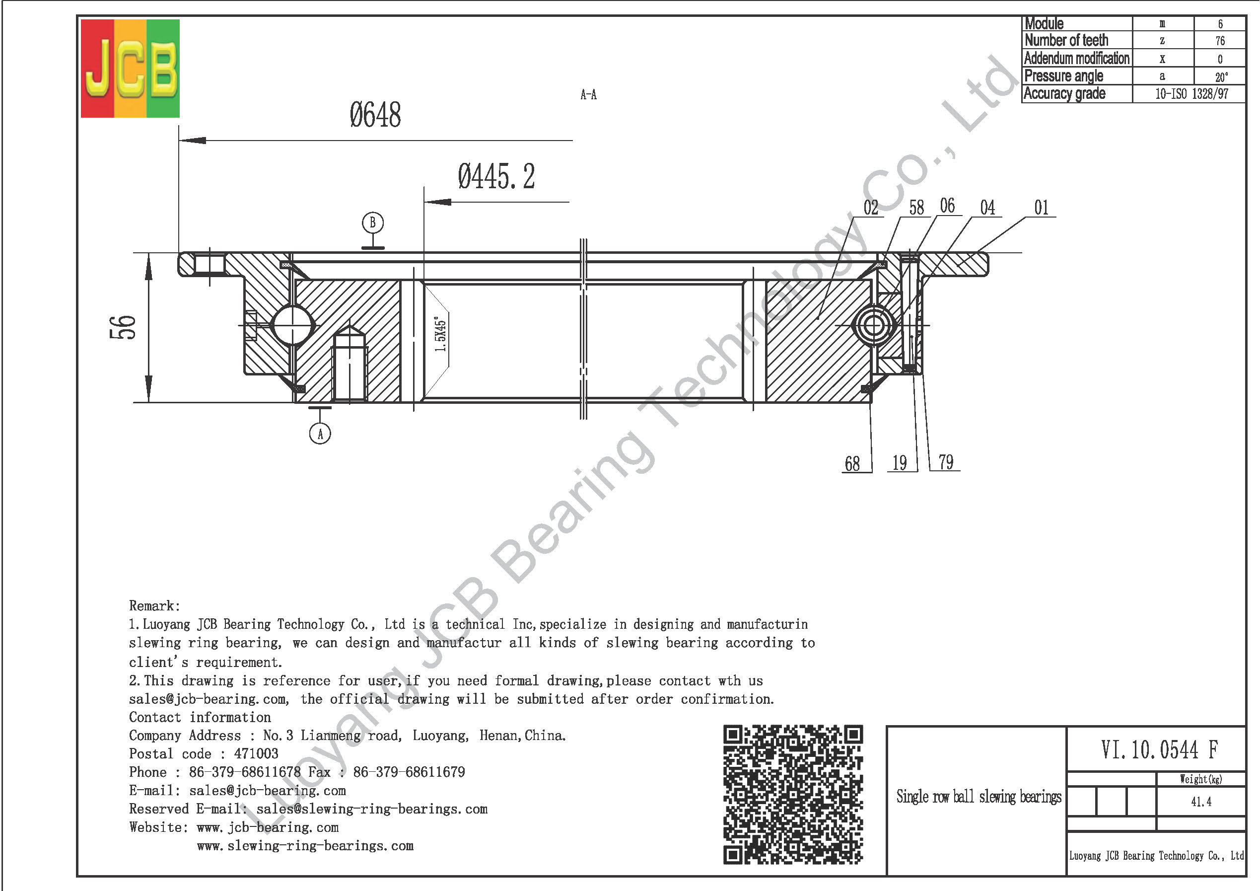 VI.10.0544 F SLEWING BEARING