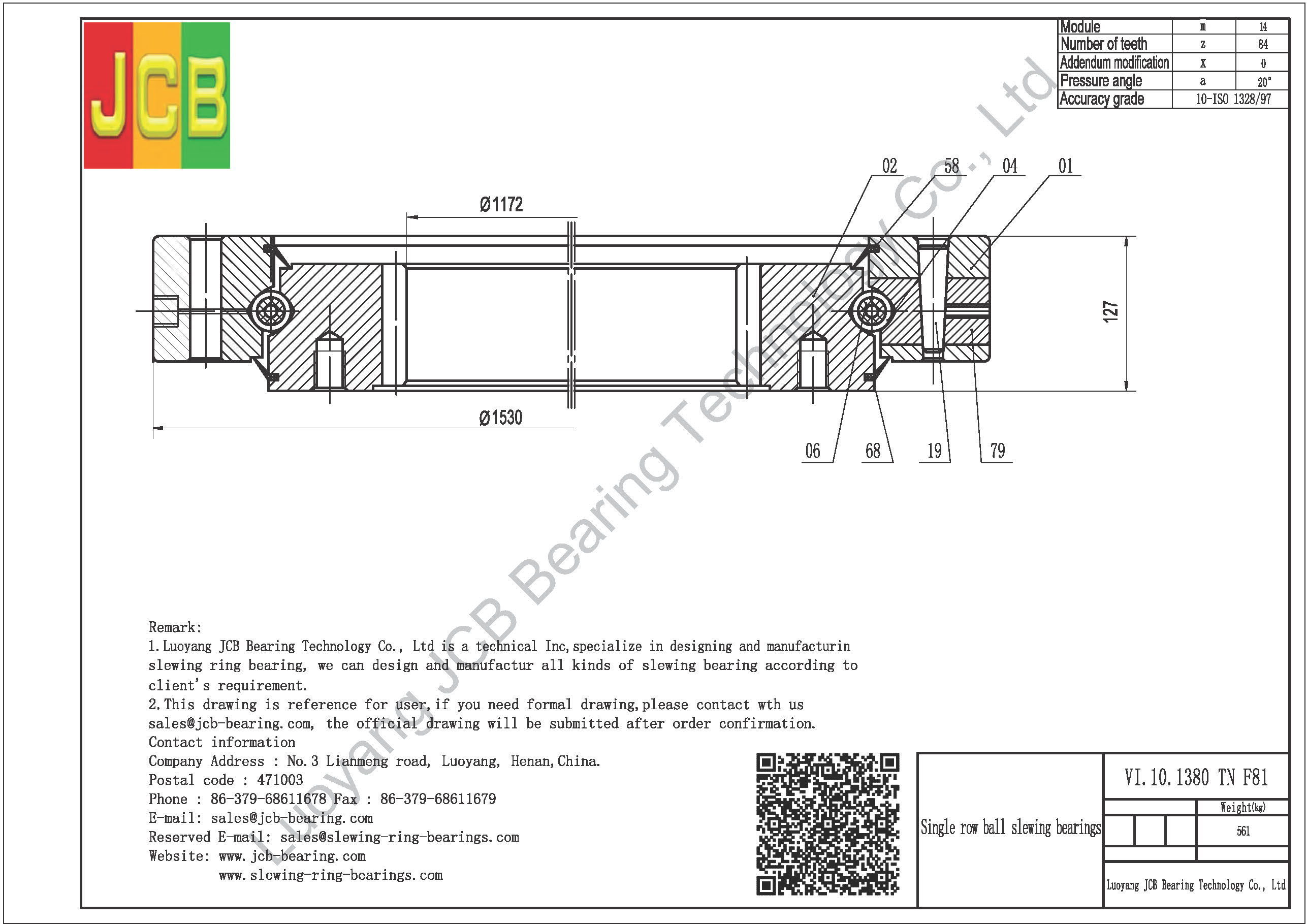 VI.10.1380 TN F81 SLEWING BEARING