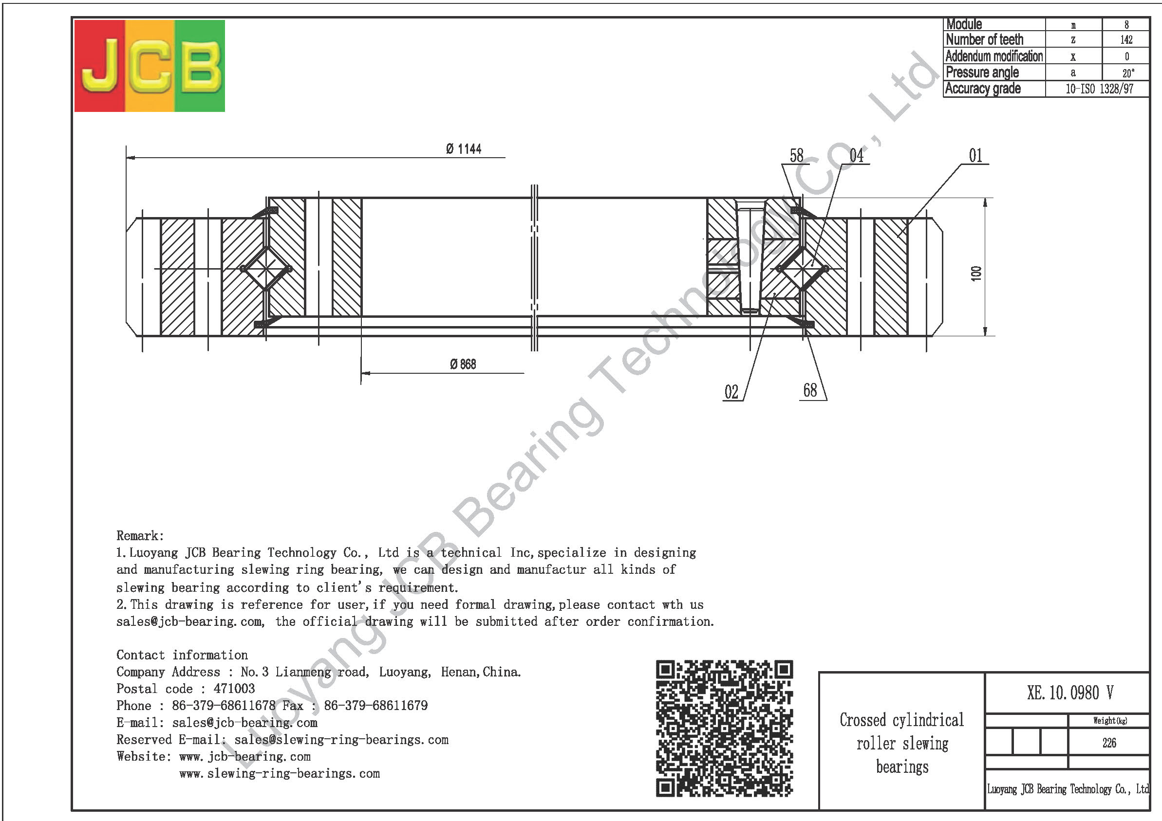 XE.10.0980 V SLEWING BEARING