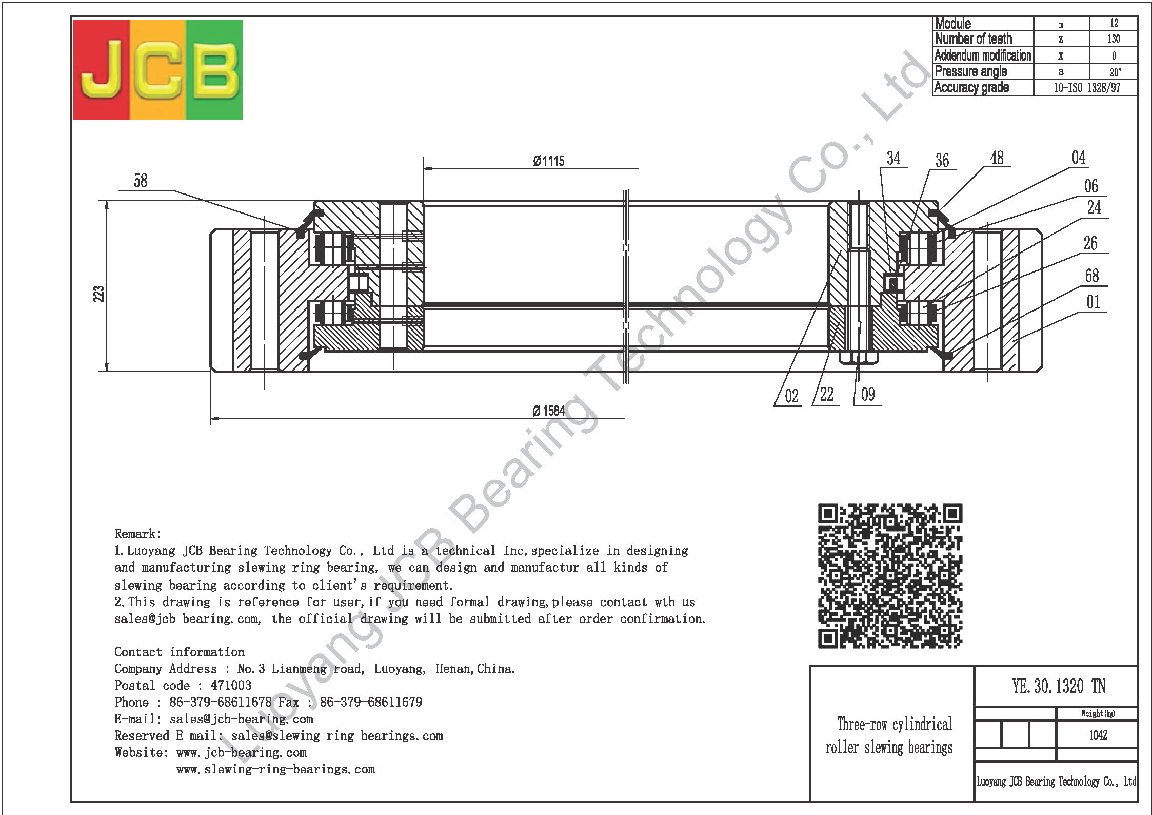 YE.30.1320 TN SLEWING BEARING
